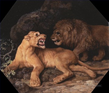 George Stubbs Lion et Lionne Peinture à l'huile